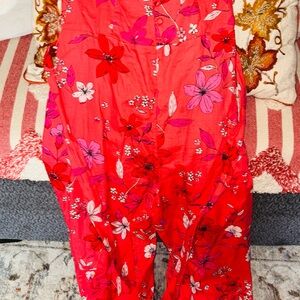 Banana Republic Red and Pink Floral Romper